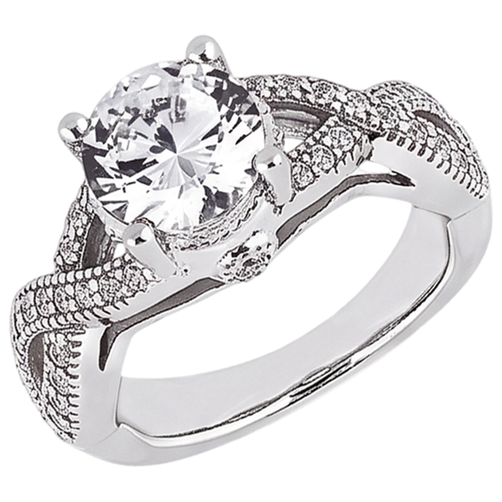 Anello Di Fidanzamento Con Vero Diamante Naturale Autentico ( non creato in laboratorio ) Da 1.87 Carati Taglio Rotondo Con Gambo Ritorto