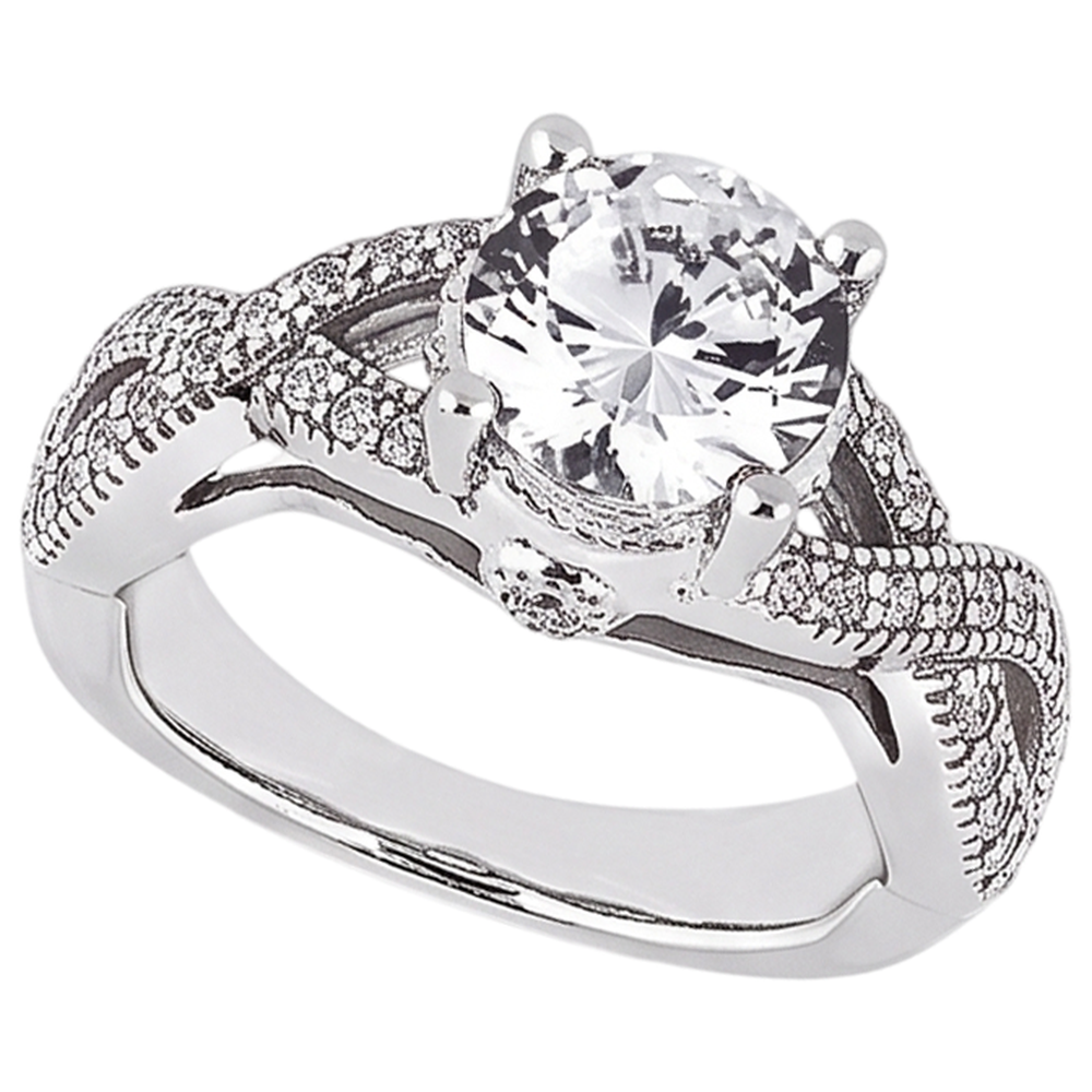 Anello Di Fidanzamento Con Vero Diamante Naturale Autentico ( non creato in laboratorio ) Da 1.87 Carati Taglio Rotondo Con Gambo Ritorto