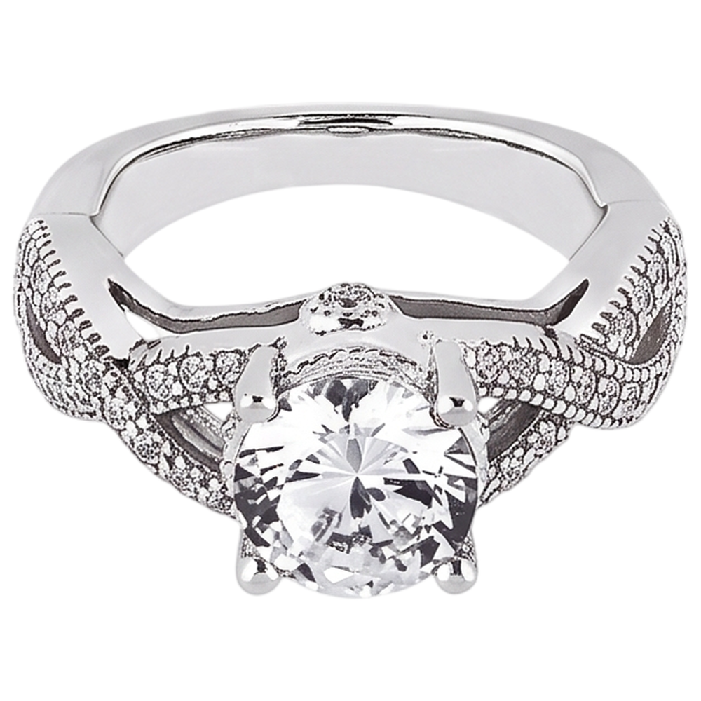 Anello Di Fidanzamento Con Vero Diamante Naturale Autentico ( non creato in laboratorio ) Da 1.87 Carati Taglio Rotondo Con Gambo Ritorto