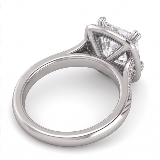Anello Di Fidanzamento Con Vero Diamante Naturale Autentico ( non creato in laboratorio ) Principessa In Oro Bianco 1.72 Carati 14K