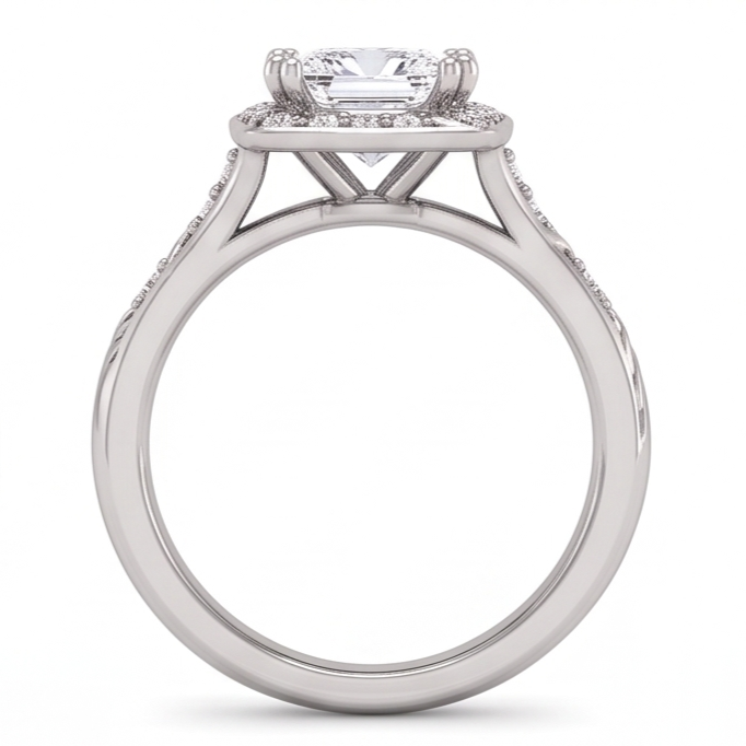 Anello Di Fidanzamento Con Vero Diamante Naturale Autentico ( non creato in laboratorio ) Principessa In Oro Bianco 1.72 Carati 14K