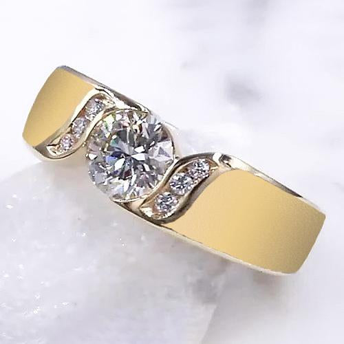Anello Di Fidanzamento Con Vero Diamante Rotondo 1.80 Carati Gioielli In Oro Giallo Novità