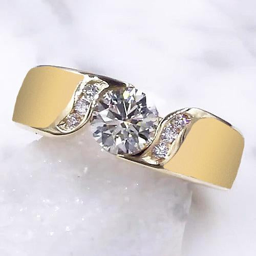 Anello Di Fidanzamento Con Vero Diamante Rotondo 1.80 Carati Gioielli In Oro Giallo Novità