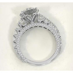 Anello Di Fidanzamento Con Vero Diamante Rotondo 3.80 Carati Gioielli In Oro Bianco 14K