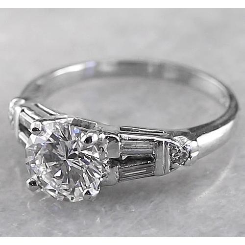 Anello Di Fidanzamento Con Vero Diamante Rotondo Da 2 Carati In Oro Bianco 14K