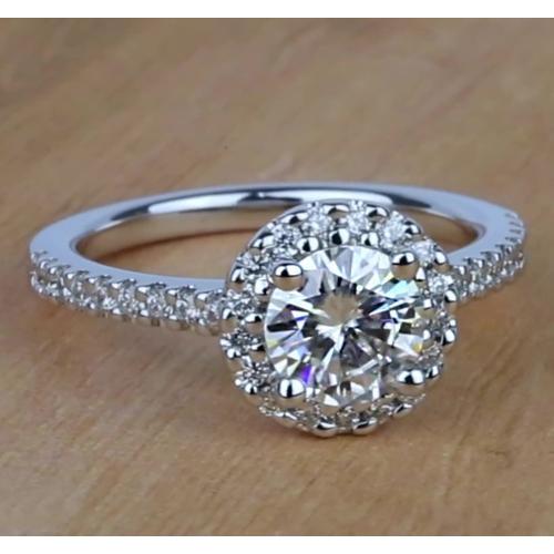Anello Di Fidanzamento Con Vero Diamante Rotondo Halo Da 1.58 Carati