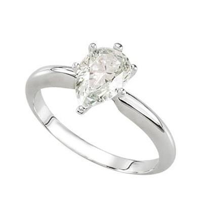 Anello Di Fidanzamento Con Vero Diamante Solitario A Pera Da 1.75 Carati In Oro Bianco 14K