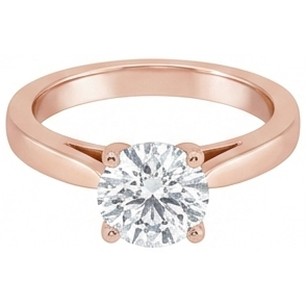 Anello Di Fidanzamento Con Vero Diamante Naturale Autentico ( non creato in laboratorio ) Solitario In Oro Rosa Da 1 Carato Nuovo 4 Griffe