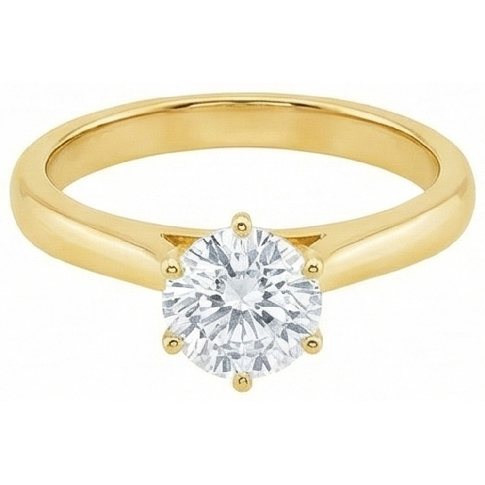Anello Di Fidanzamento Con Vero Diamante Naturale Autentico ( non creato in laboratorio ) Solitario Oro Giallo 1.5 Ct.