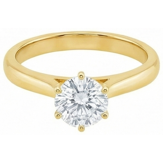 Anello Di Fidanzamento Con Vero Diamante Naturale Autentico ( non creato in laboratorio ) Solitario Oro Giallo 1.5 Ct.