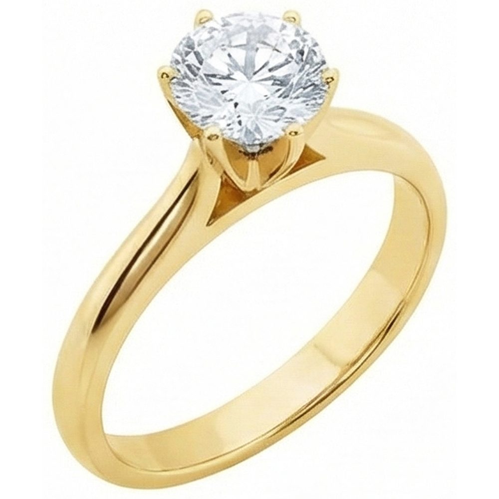 Anello Di Fidanzamento Con Vero Diamante Naturale Autentico ( non creato in laboratorio ) Solitario Oro Giallo 1.5 Ct.