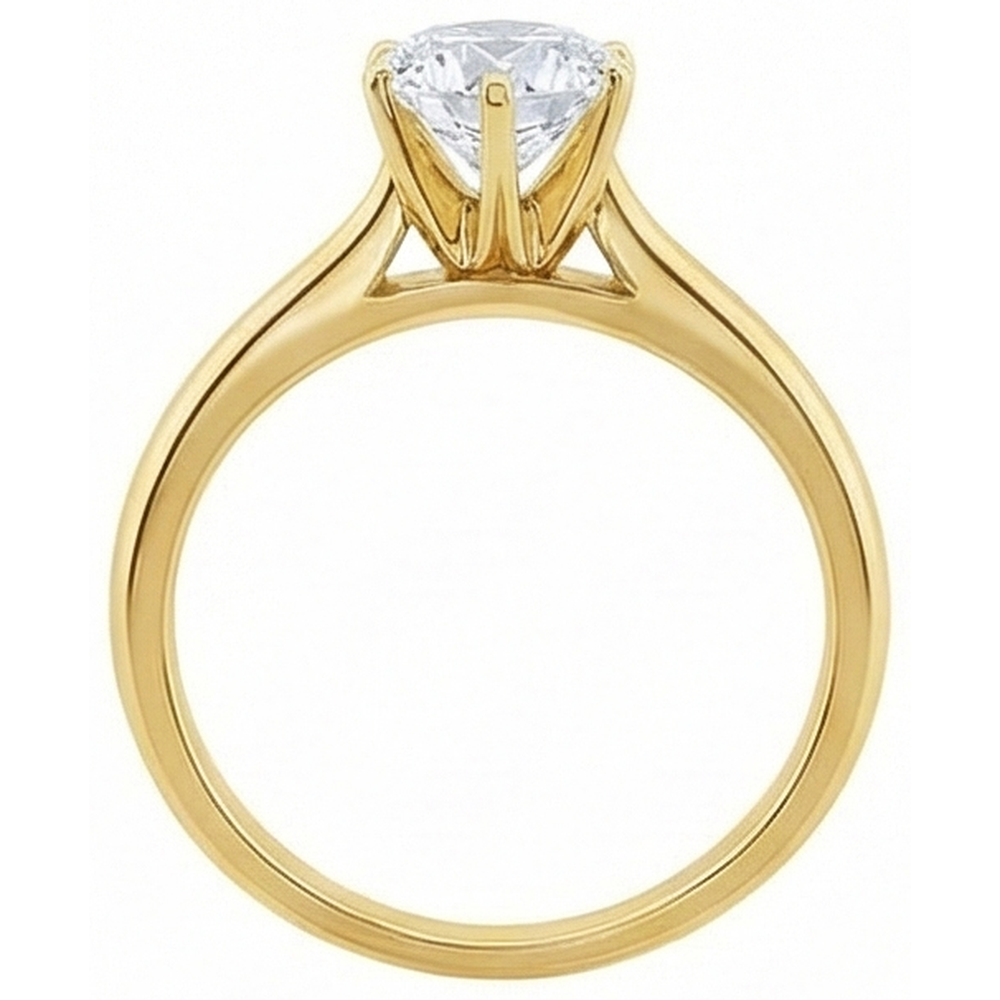 Anello Di Fidanzamento Con Vero Diamante Naturale Autentico ( non creato in laboratorio ) Solitario Oro Giallo 1.5 Ct.