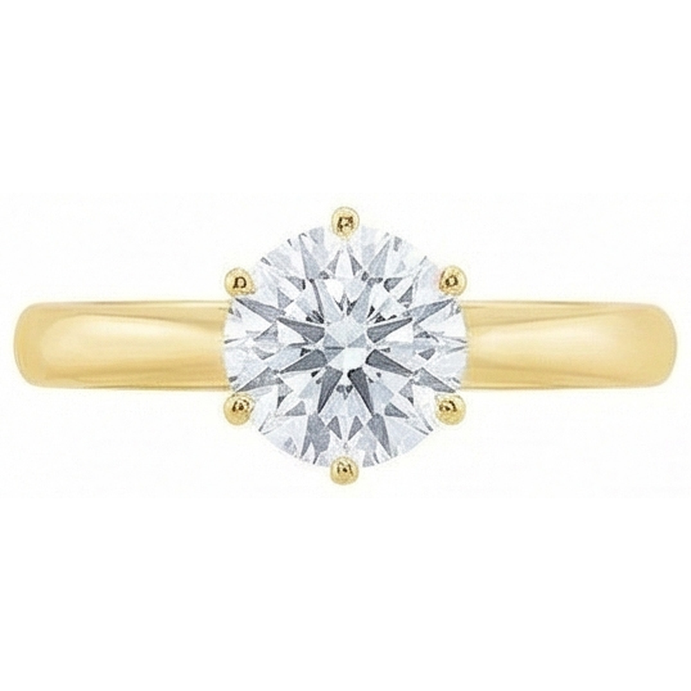 Anello Di Fidanzamento Con Vero Diamante Naturale Autentico ( non creato in laboratorio ) Solitario Oro Giallo 1.5 Ct.
