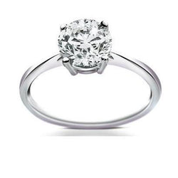 Anello Di Fidanzamento Con Vero Diamante Solitario Taglio Rotondo 2.50 Carati Oro Bianco 14K