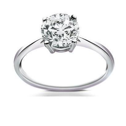 Anello Di Fidanzamento Con Vero Diamante Solitario Taglio Rotondo 2.50 Carati Oro Bianco 14K