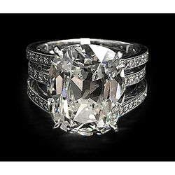 Anello Di Fidanzamento Con Vero Diamante Taglio Cuscino Grande 7.5 Carati Oro Bianco 14K