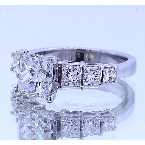 Anello Di Fidanzamento Con Vero Diamante Taglio Principessa Da 2.50 Carati Novità
