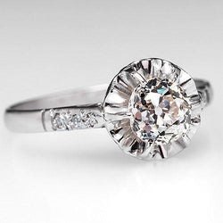 Anello Di Fidanzamento Con Vero Diamante Taglio Vecchio Minatore 2.75 Carati Oro Bianco 14K