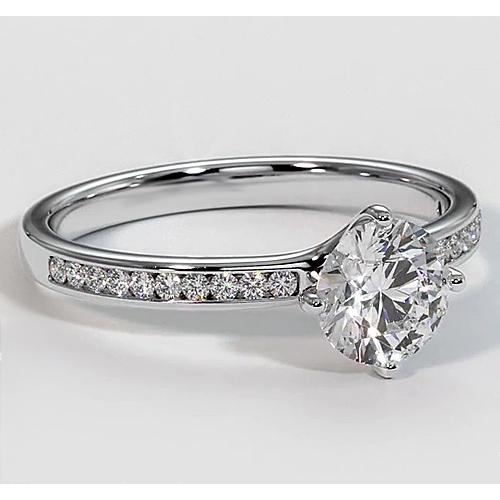 Anello Di Fidanzamento Con Vero Diamante in Oro Bianco Da 1,75 Carati Con Gioielli in Accento