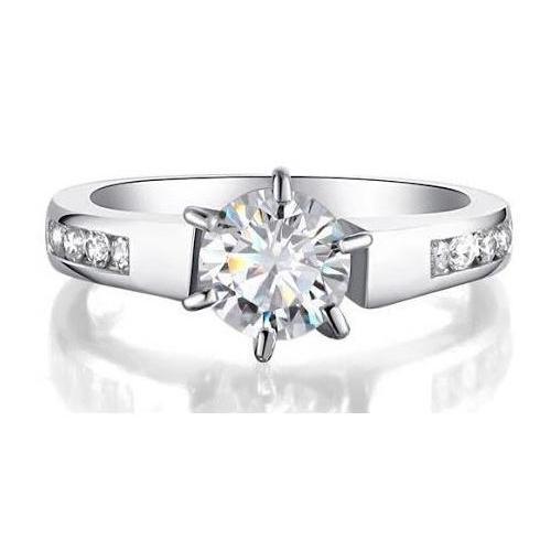 Anello Di Fidanzamento Con Vero Diamanti 2 Ct Con Accenti In Oro Bianco 14K