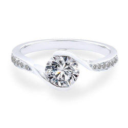 Anello Di Fidanzamento Con Vero Diamanti Da 2.10 Carati. Taglio Rotondo. Gioielli Da Donna