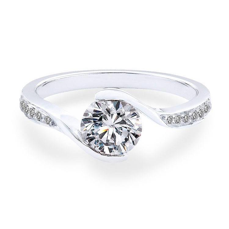 Anello Di Fidanzamento Con Vero Diamanti Da 2.10 Carati. Taglio Rotondo. Gioielli Da Donna