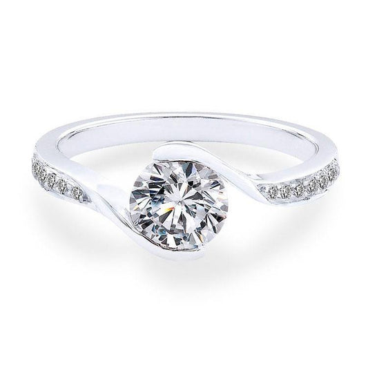 Anello Di Fidanzamento Con Vero Diamanti Da 2.10 Carati. Taglio Rotondo. Gioielli Da Donna
