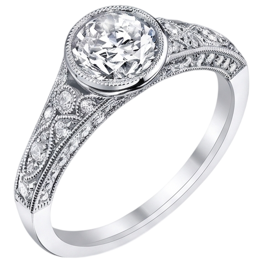 Anello Di Fidanzamento Con Vero Diamanti Naturali Autentici ( non creati in laboratorio ) In Stile Antico, 2,90 Carati, Con Castone In Oro Bianco