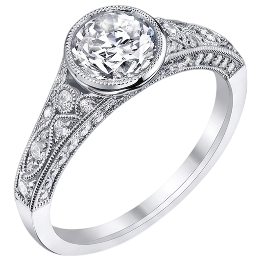 Anello Di Fidanzamento Con Vero Diamanti Naturali Autentici ( non creati in laboratorio ) In Stile Antico, 2,90 Carati, Con Castone In Oro Bianco