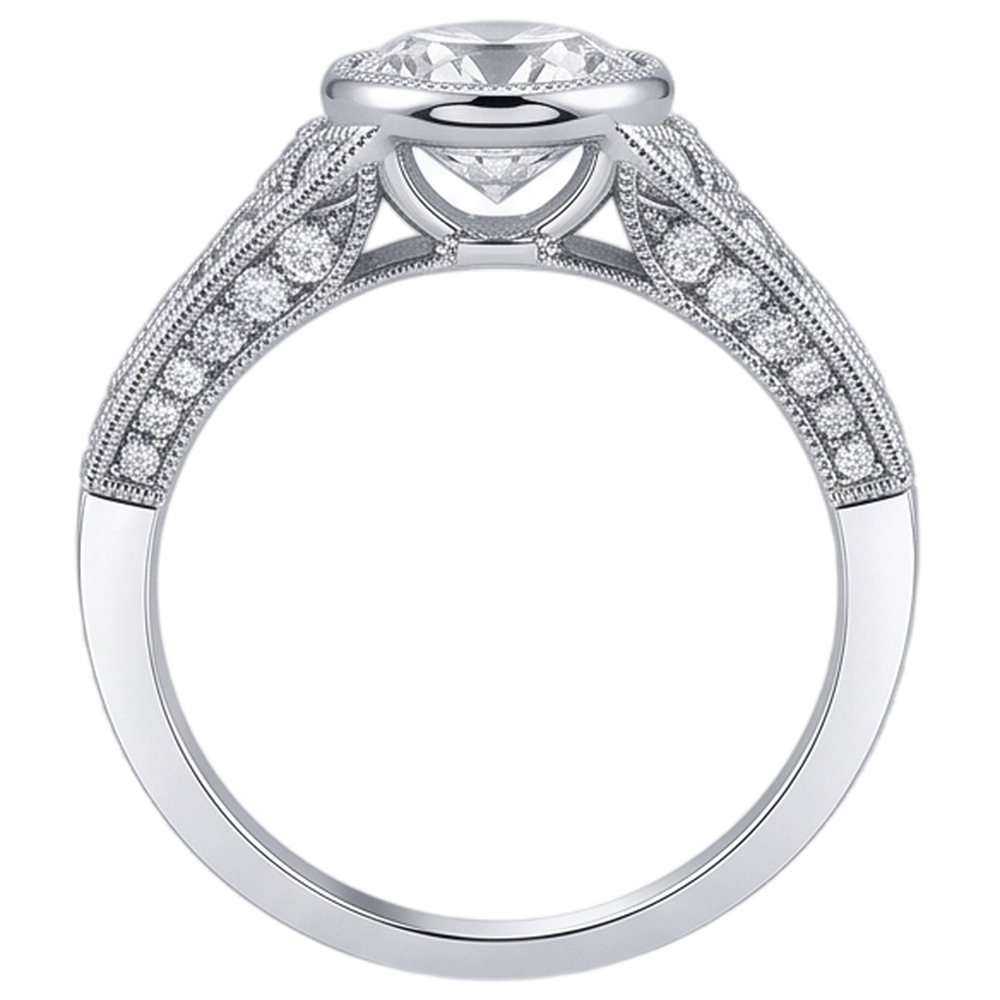 Anello Di Fidanzamento Con Vero Diamanti Naturali Autentici ( non creati in laboratorio ) In Stile Antico, 2,90 Carati, Con Castone In Oro Bianco