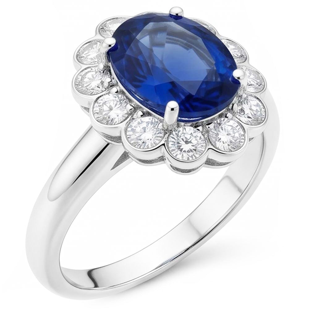 Anello Di Fidanzamento Con Zaffiri E Diamanti