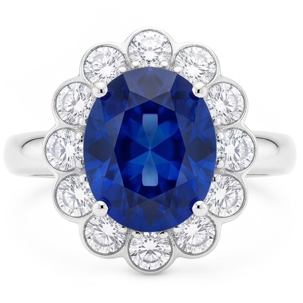 Anello Di Fidanzamento Con Zaffiri E Diamanti