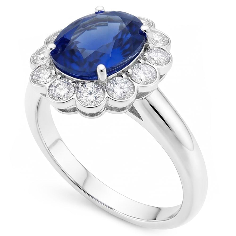 Anello Di Fidanzamento Con Zaffiri E Diamanti