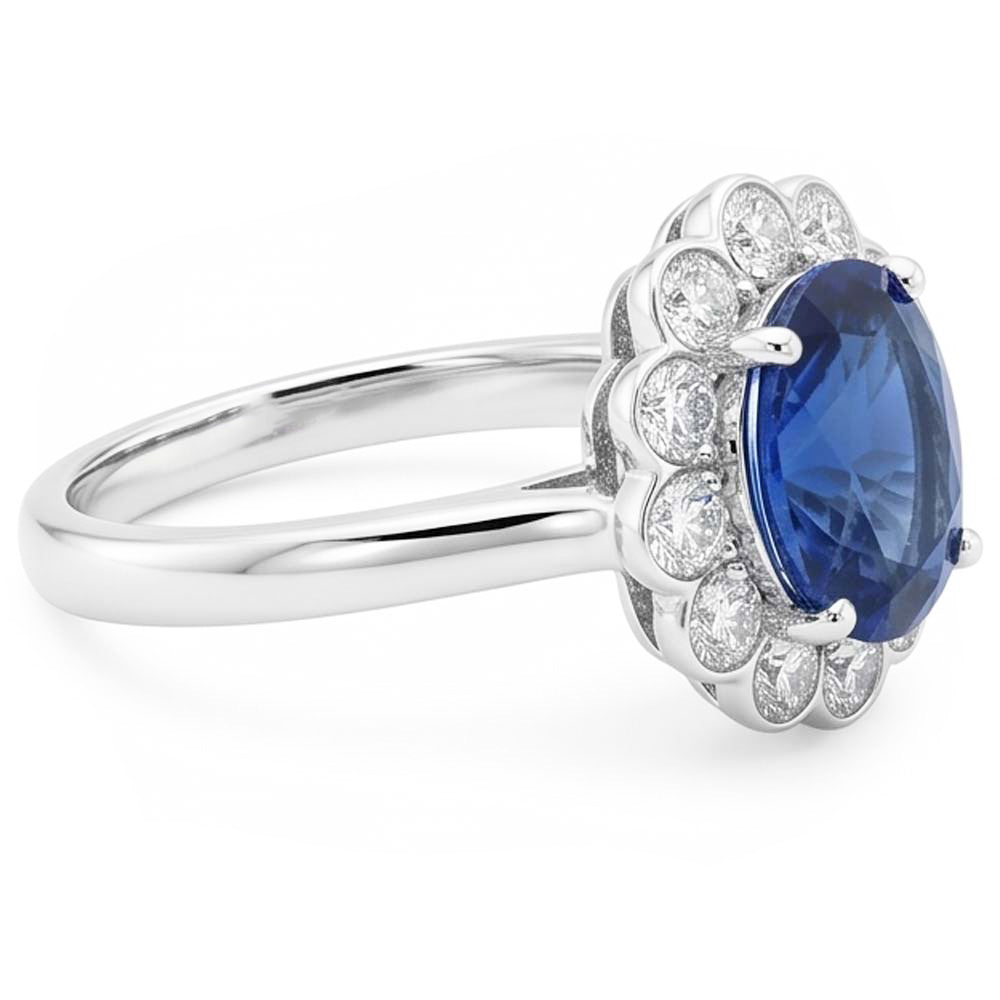 Anello Di Fidanzamento Con Zaffiri E Diamanti