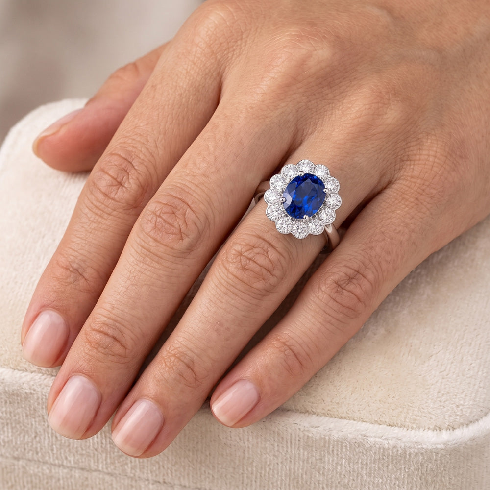 Anello Di Fidanzamento Con Zaffiri E Diamanti
