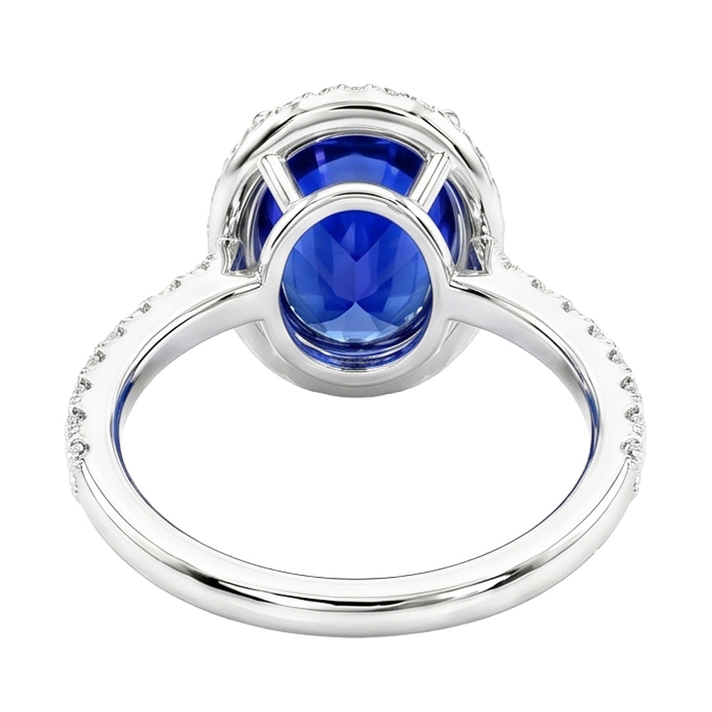 Anello Di Fidanzamento Con Zaffiro Con Alone Di Diamante