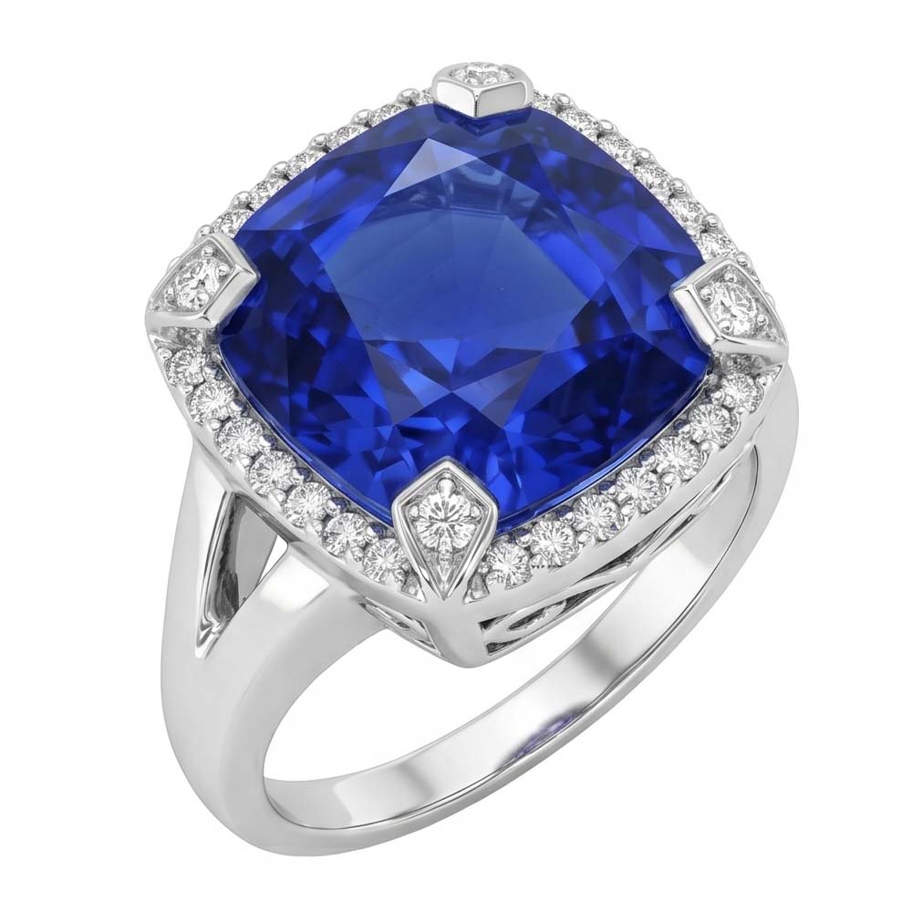 Anello Di Fidanzamento Con Zaffiro Da 7 Carati