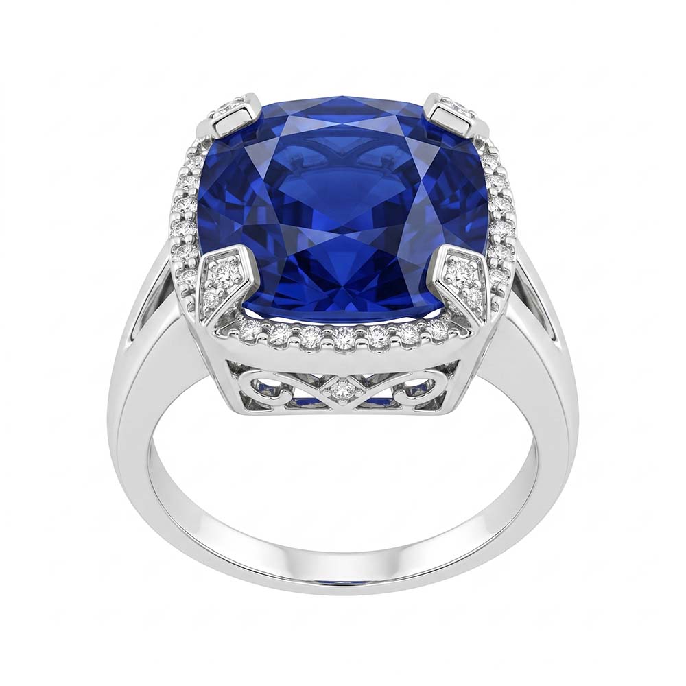 Anello Di Fidanzamento Con Zaffiro Da 7 Carati