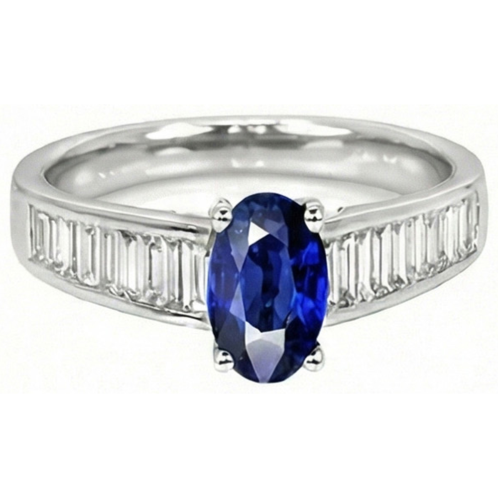 vero baguette diamante 8carati anello vista frontale