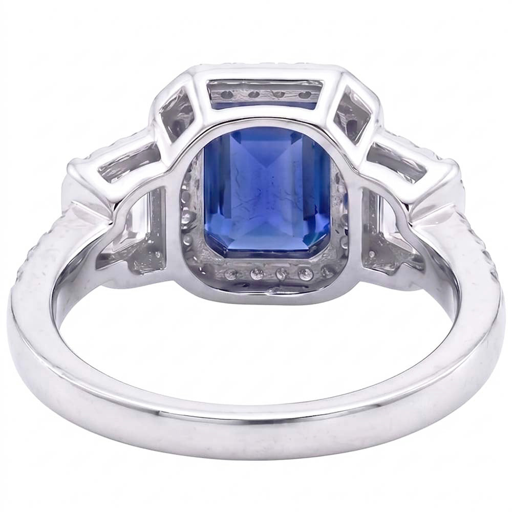 Anello Di Fidanzamento Con Zaffiro E Diamanti Naturali Autentici ( non creati in laboratorio )