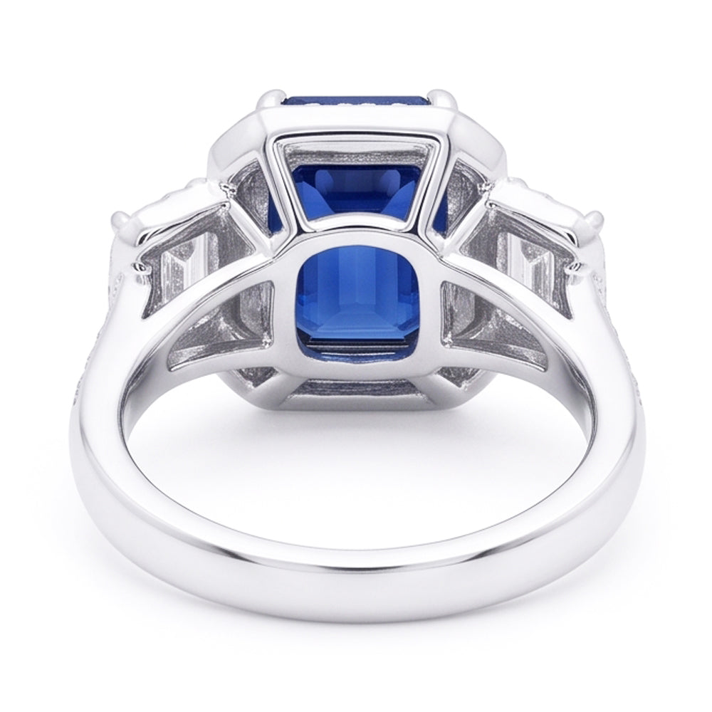 Anello Di Fidanzamento Con Zaffiro E Diamanti Naturali Autentici ( non creati in laboratorio )