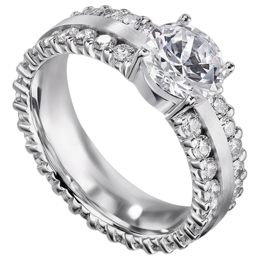 Anello Di Fidanzamento Da Donna Con Genuino Diamante Naturale Autentico ( non creato in laboratorio ) Rotondo 4,70 Carati In Oro Bianco 14K