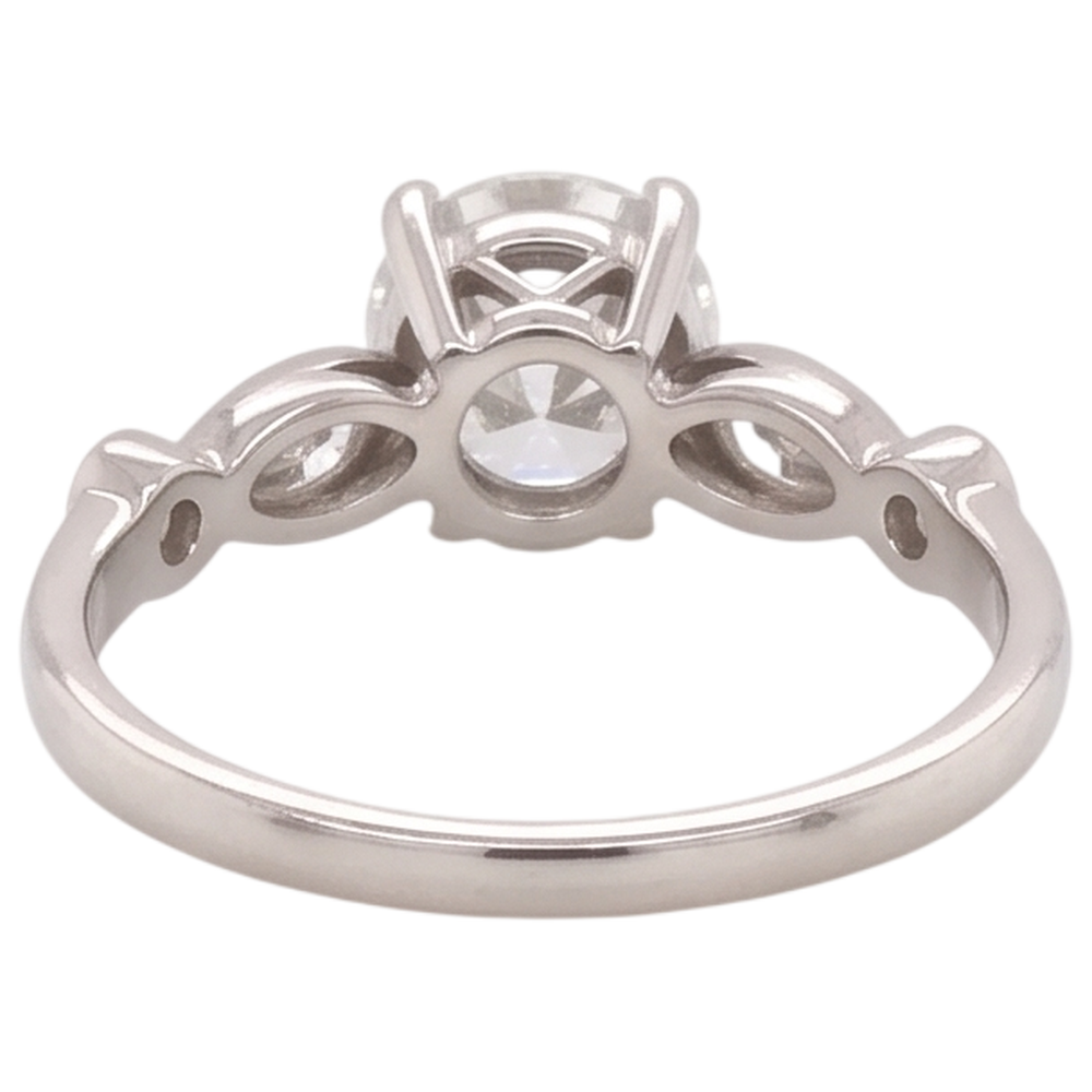 Anello Di Fidanzamento Genuino Diamante 2.25 Carati Accentato Rotondo E Taglio Marquise