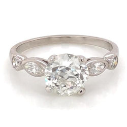 Anello Di Fidanzamento Genuino Diamante 2.25 Carati Accentato Rotondo E Taglio Marquise