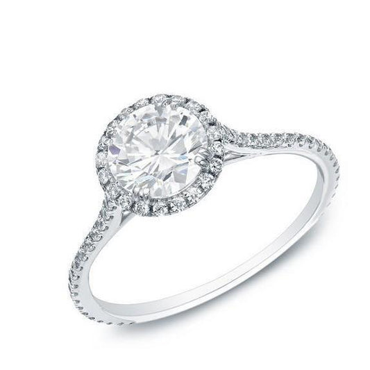Anello Di Fidanzamento Halo 3.25 Carati Naturale Diamante Rotondo Oro Bianco 14K