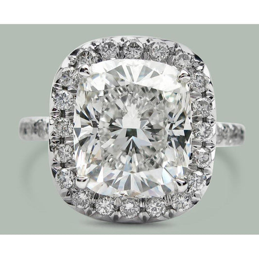 Anello Di Fidanzamento Halo Con Genuino Diamante Da 7.50 Ct. Oro Bianco