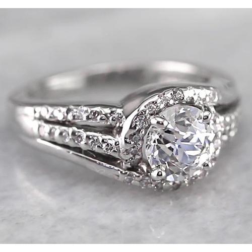 Anello Di Fidanzamento Halo Round Genuino Diamond Ring 2 Carati Oro Bianco 14K