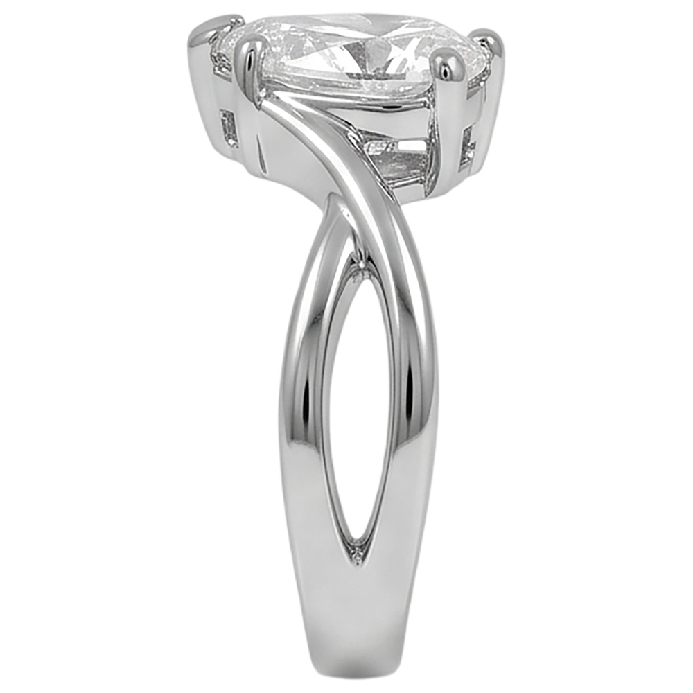 Anello Di Fidanzamento In Oro Bianco 14K Con Vero Diamante Naturale Autentico ( non creato in laboratorio ) A Taglio Rotondo E Pera Da 2.70 Carati