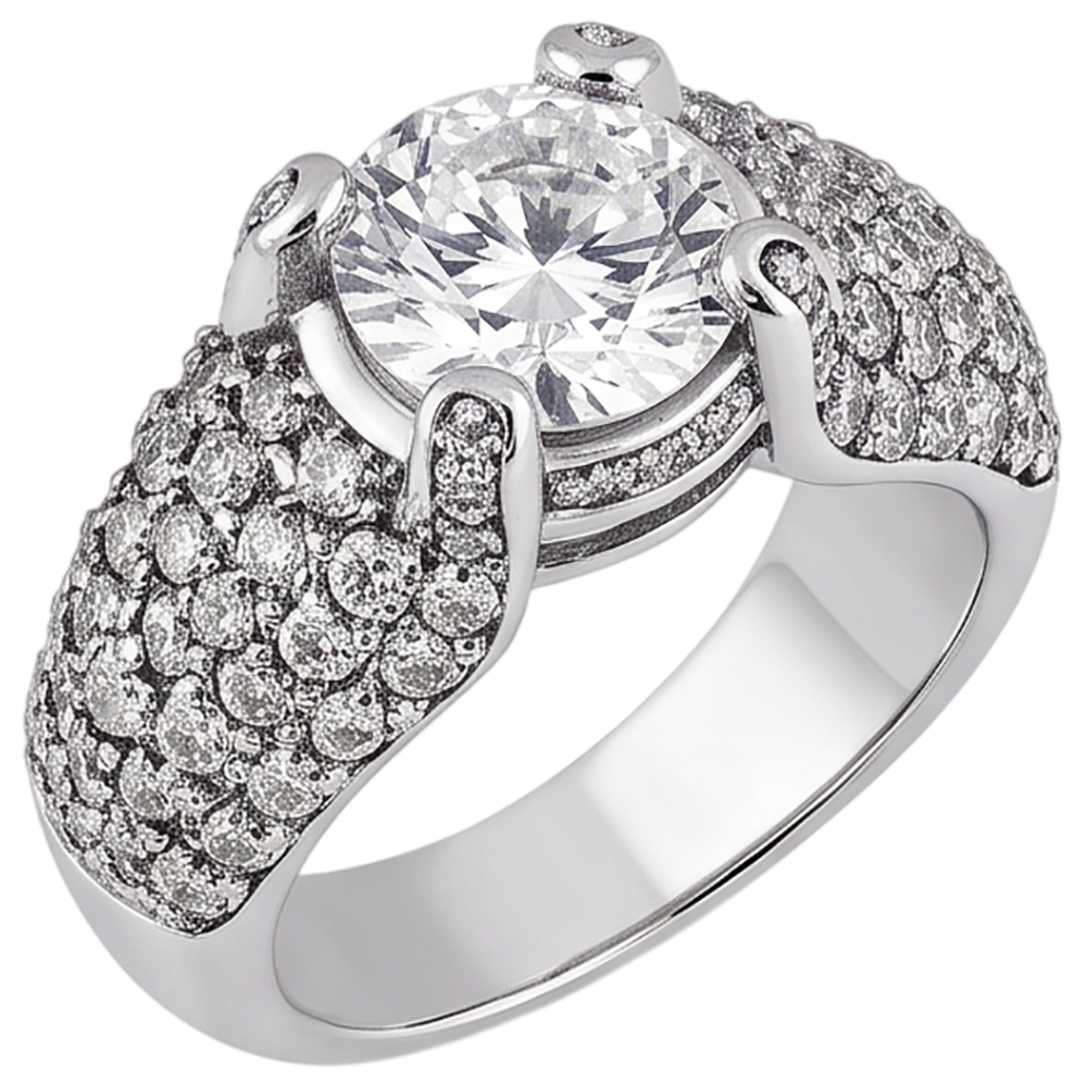 Anello Di Fidanzamento In Oro Bianco 14K Con Vero Diamante Naturale Autentico ( non creato in laboratorio ) Da 4 Carati