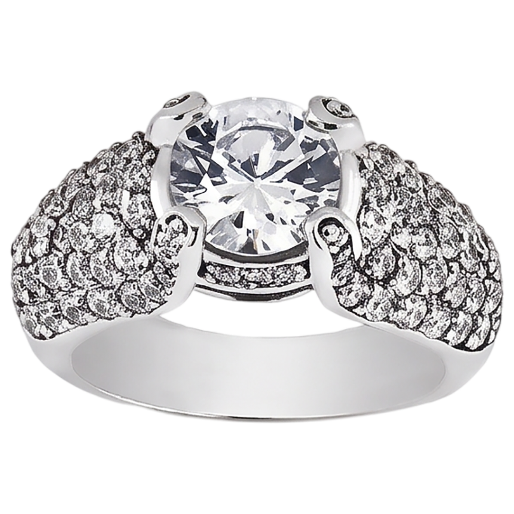 Anello Di Fidanzamento In Oro Bianco 14K Con Vero Diamante Naturale Autentico ( non creato in laboratorio ) Da 4 Carati